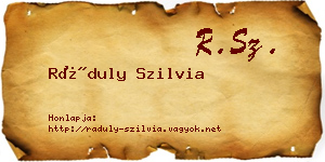 Ráduly Szilvia névjegykártya